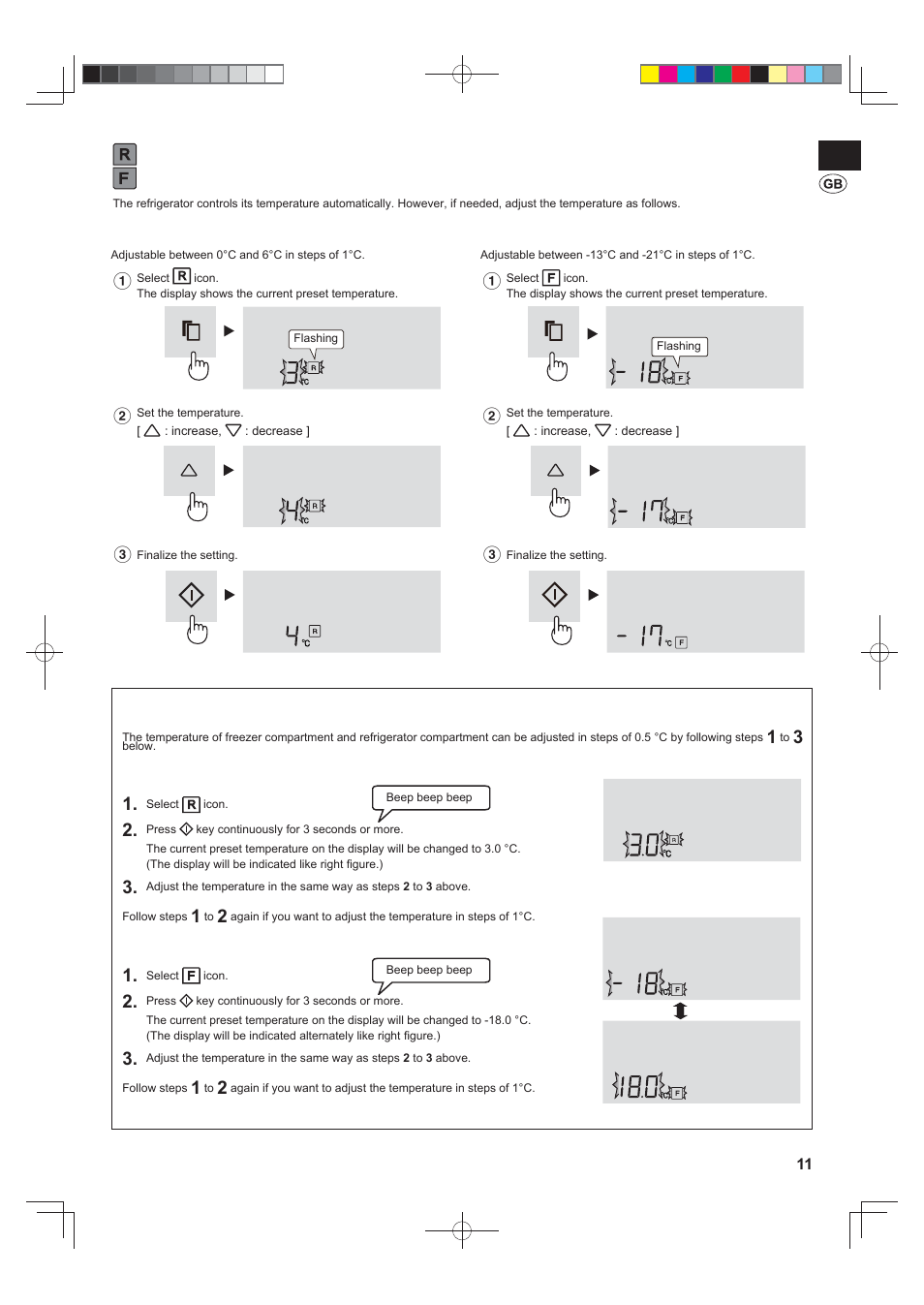 Controlling temperature | Sharp SJ-FJ810VBK User Manual | Page 11 / 232