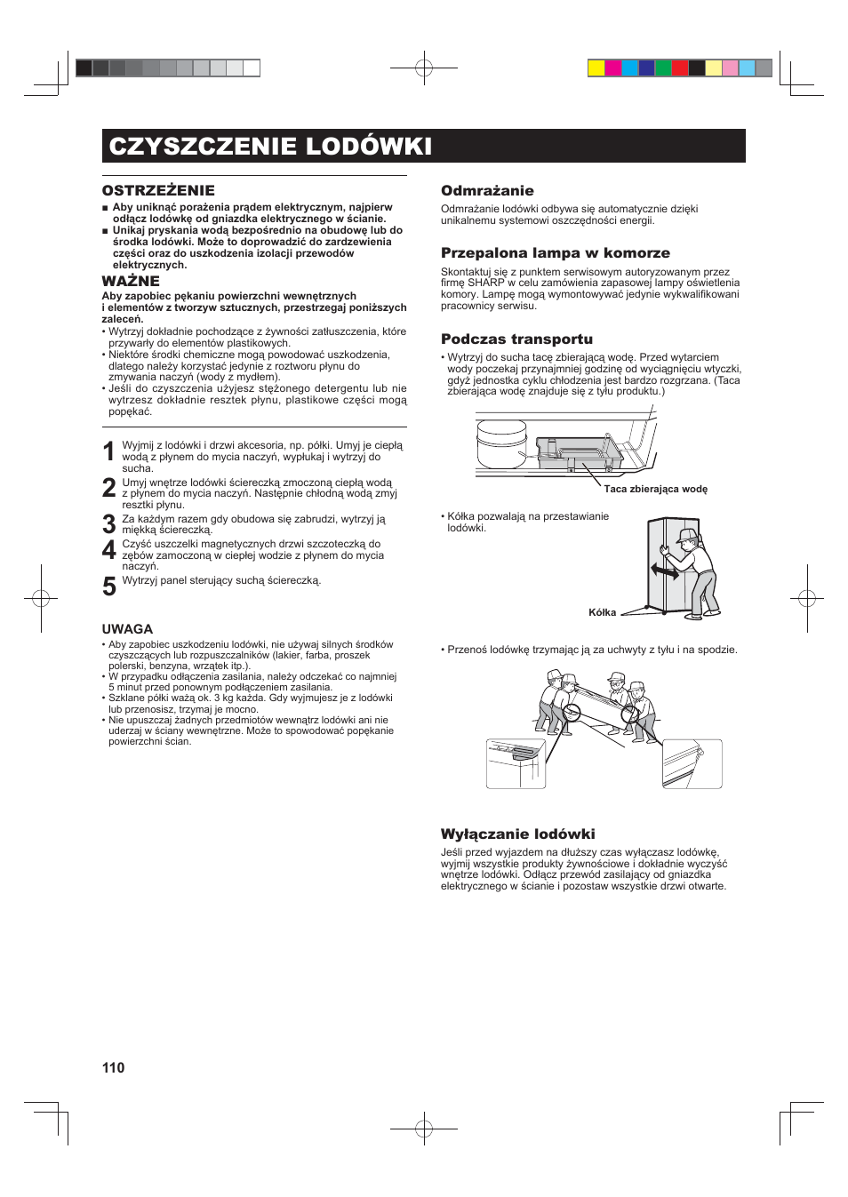 Czyszczenie lodówki | Sharp SJ-FJ810VBK User Manual | Page 110 / 232