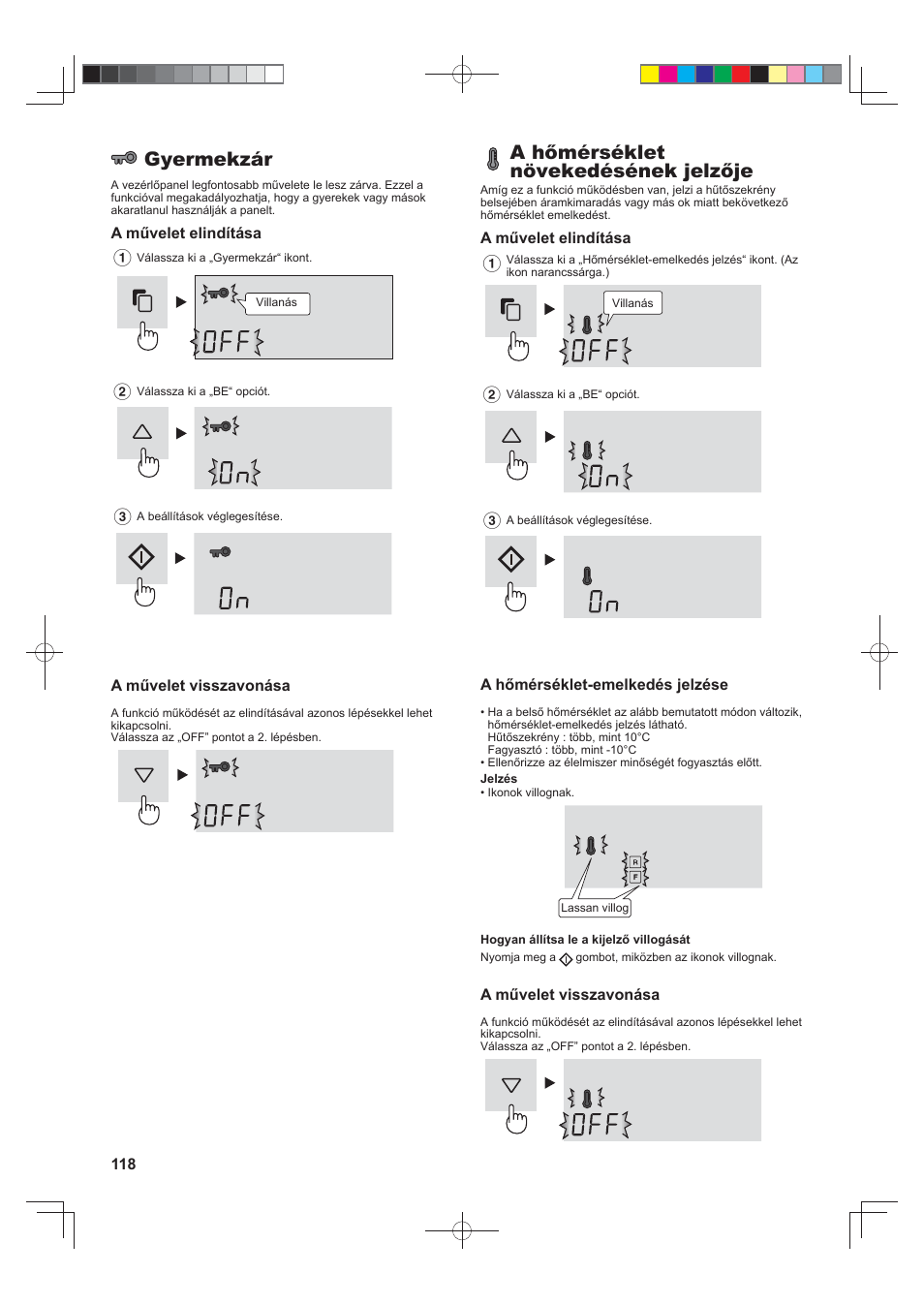 Gyermekzár, A hőmérséklet növekedésének jelzője | Sharp SJ-FJ810VBK User Manual | Page 118 / 232