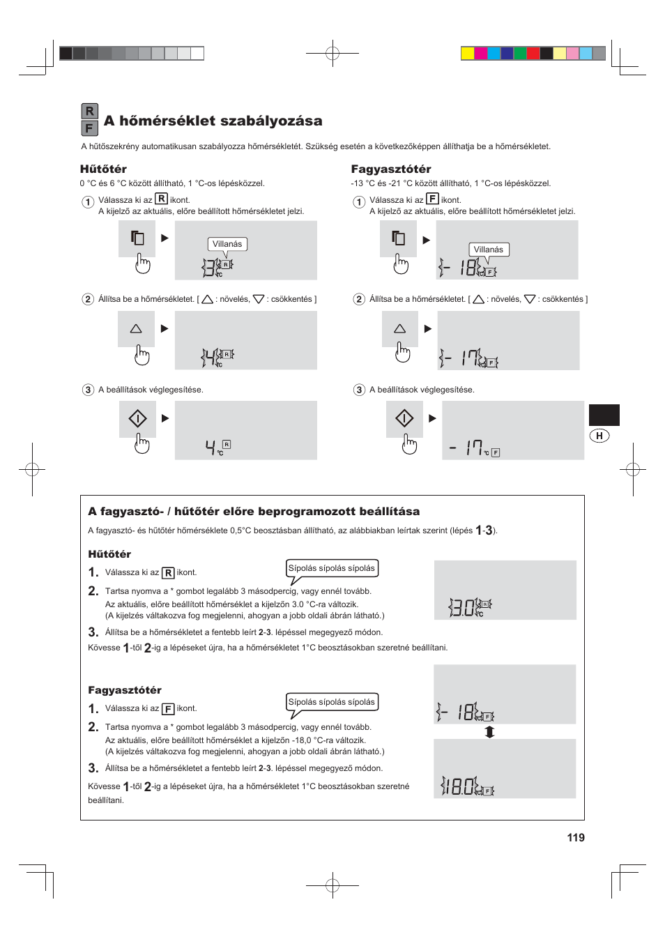 A hőmérséklet szabályozása | Sharp SJ-FJ810VBK User Manual | Page 119 / 232