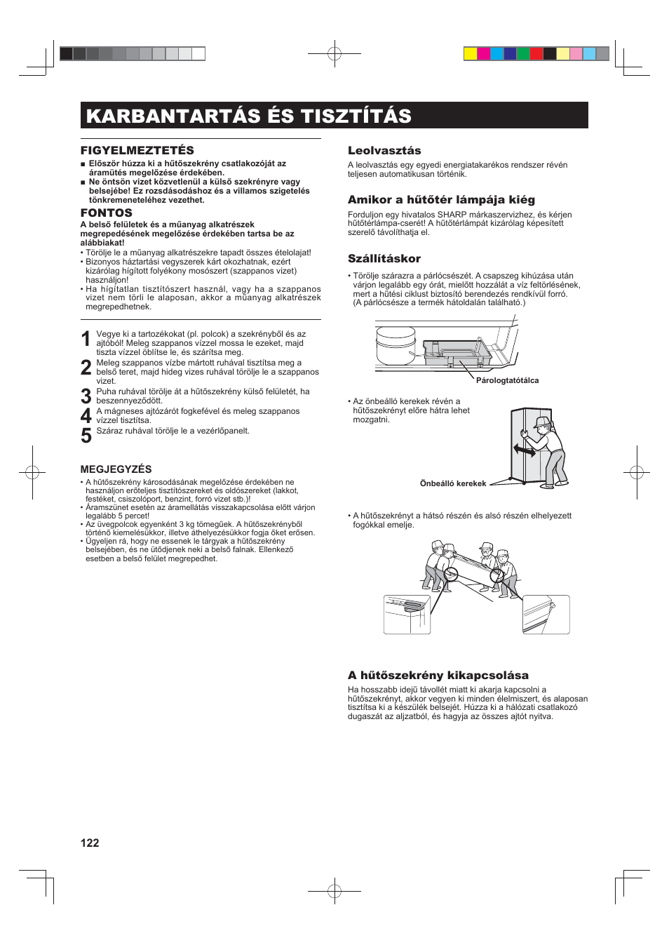 Karbantartás és tisztítás | Sharp SJ-FJ810VBK User Manual | Page 122 / 232