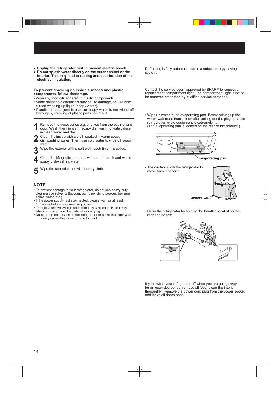 Care and cleaning | Sharp SJ-FJ810VBK User Manual | Page 14 / 232