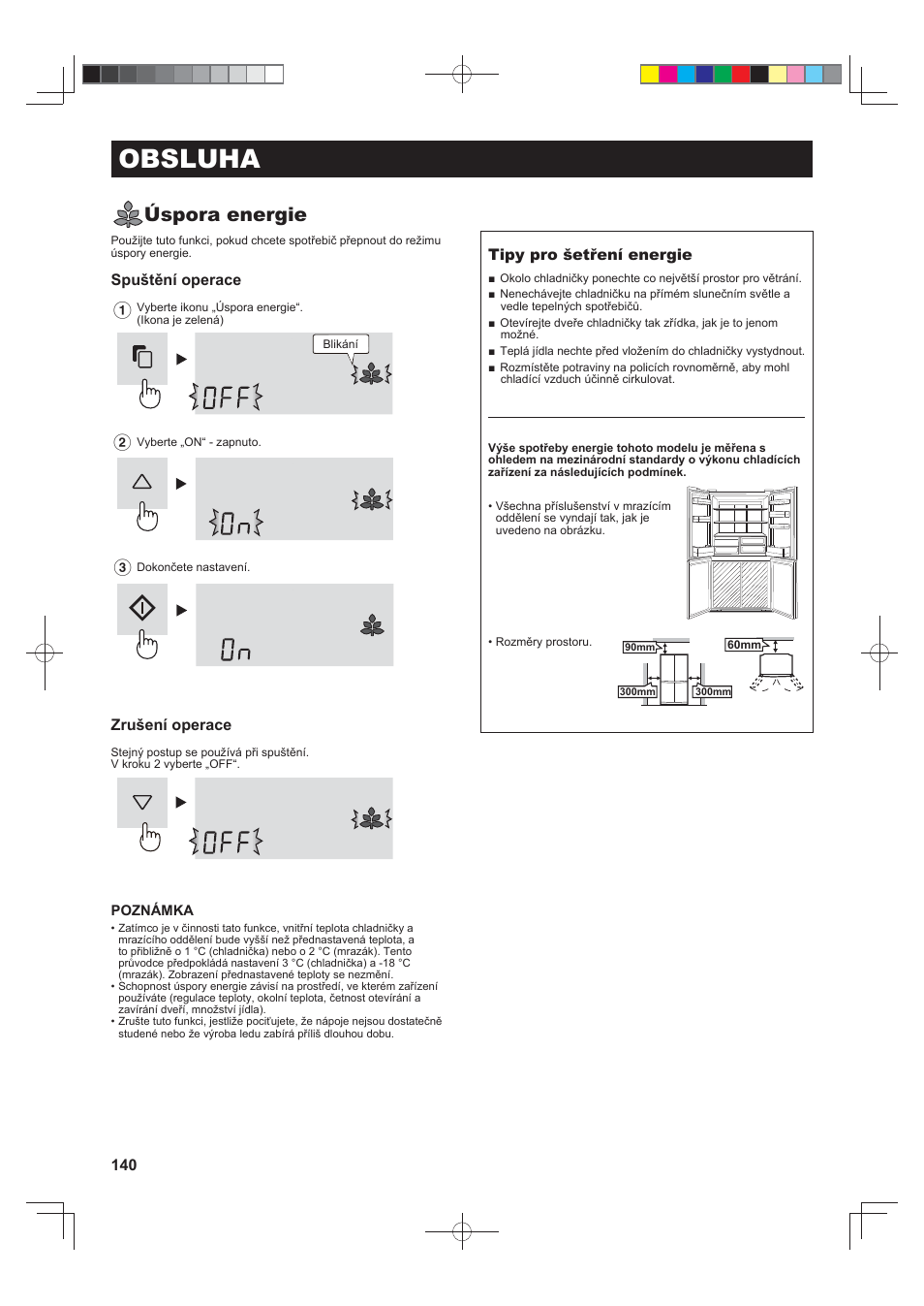 Obsluha, Úspora energie, Spuštění operace | Zrušení operace, Tipy pro šetření energie | Sharp SJ-FJ810VBK User Manual | Page 140 / 232