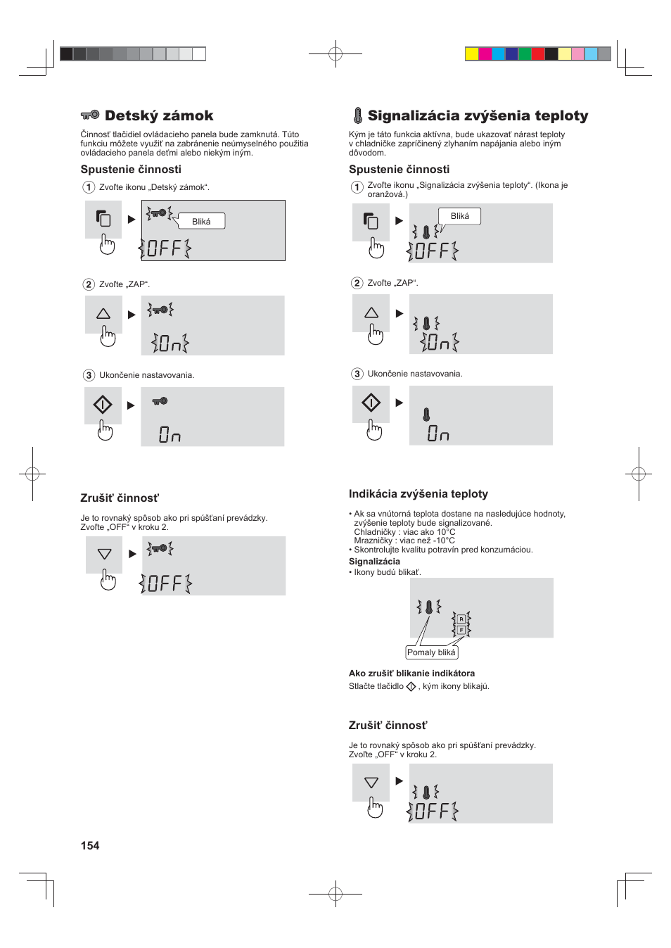 Detský zámok, Signalizácia zvýšenia teploty | Sharp SJ-FJ810VBK User Manual | Page 154 / 232