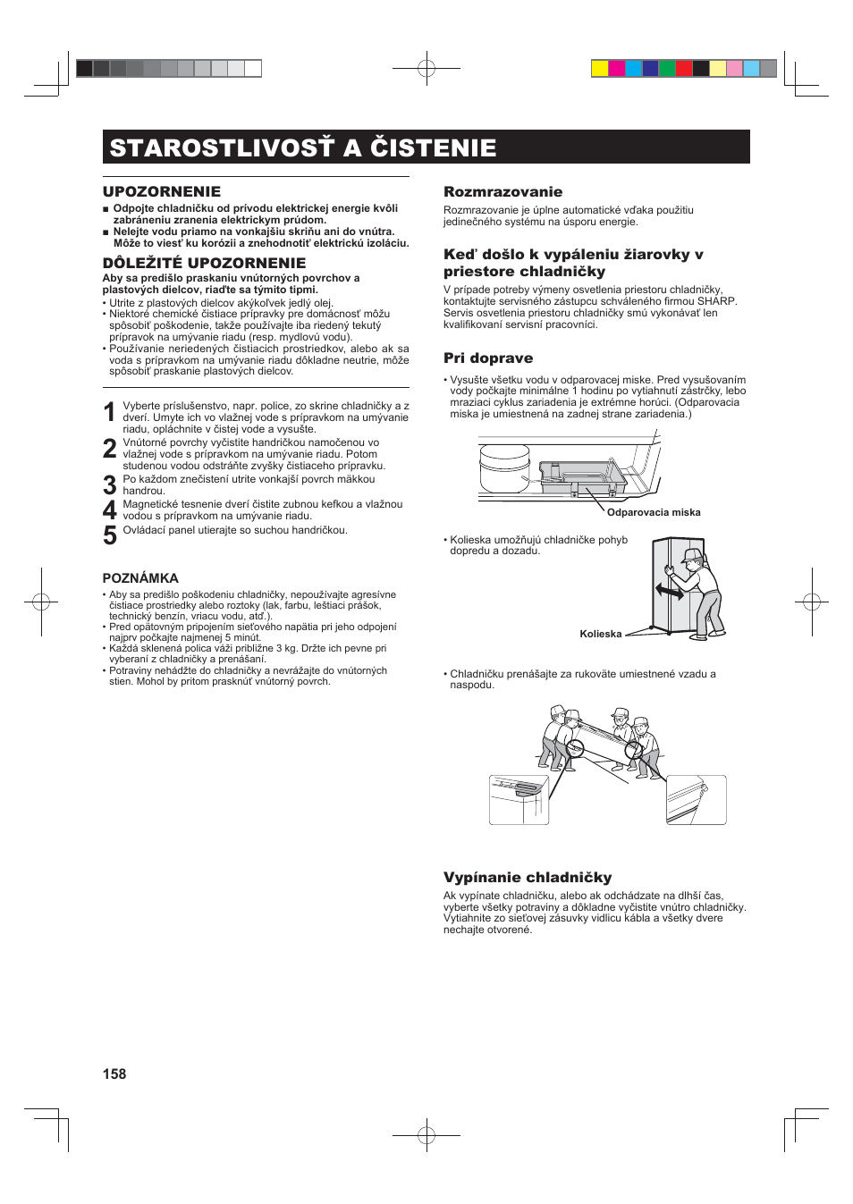 Starostlivosť a čistenie | Sharp SJ-FJ810VBK User Manual | Page 158 / 232