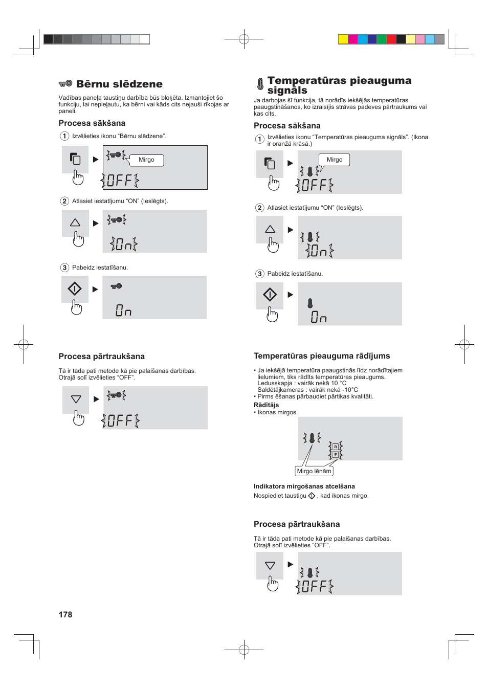 Bērnu slēdzene, Temperatūras pieauguma signāls | Sharp SJ-FJ810VBK User Manual | Page 178 / 232