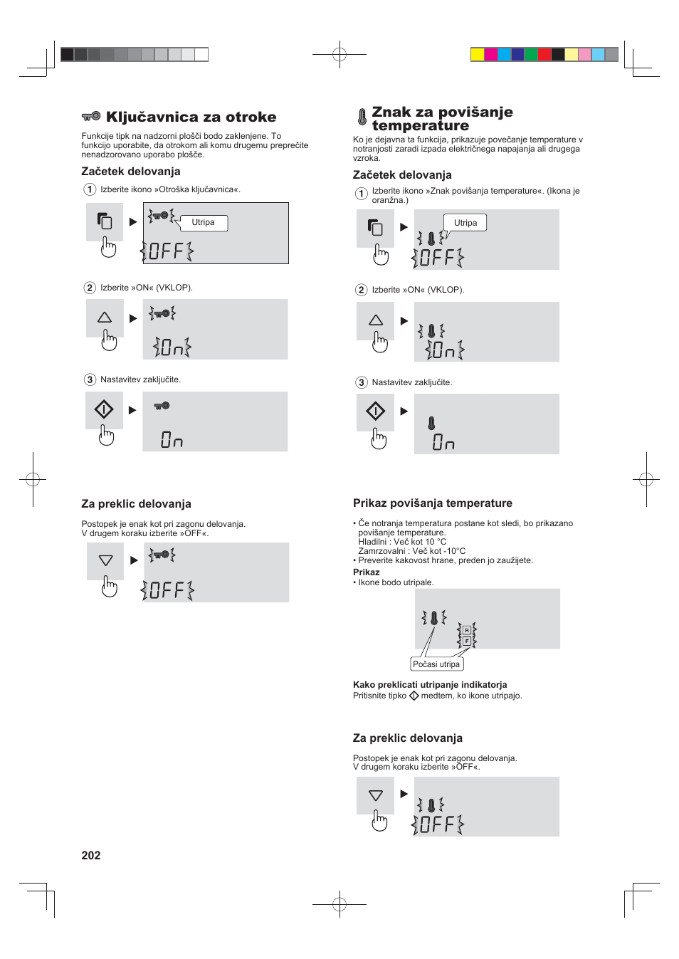 Ključavnica za otroke, Znak za povišanje temperature | Sharp SJ-FJ810VBK User Manual | Page 202 / 232