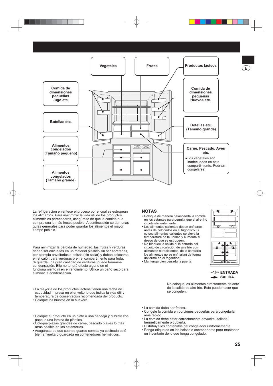 Para almacenar los alimentos, Frutas / vegetales, Productos lácteos y huevos | Carne / pescado / aves, Para una mejor congelación | Sharp SJ-FJ810VBK User Manual | Page 25 / 232