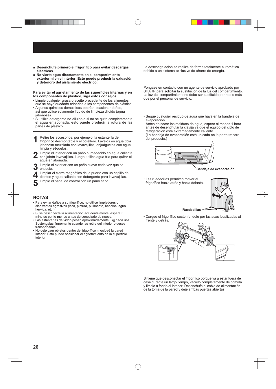 Cuidados y limpieza | Sharp SJ-FJ810VBK User Manual | Page 26 / 232