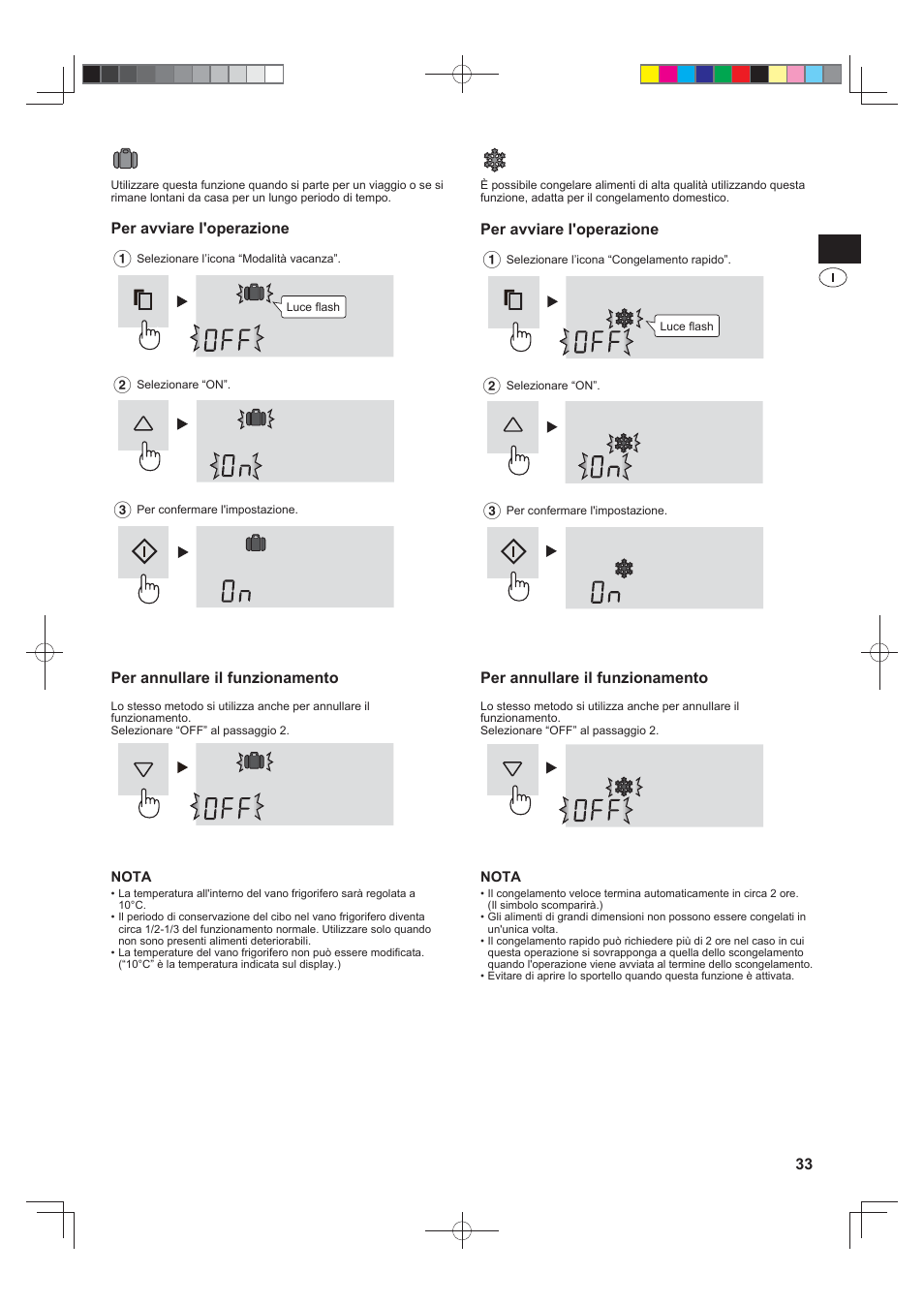 Modalità vacanza, Congelamento rapido | Sharp SJ-FJ810VBK User Manual | Page 33 / 232