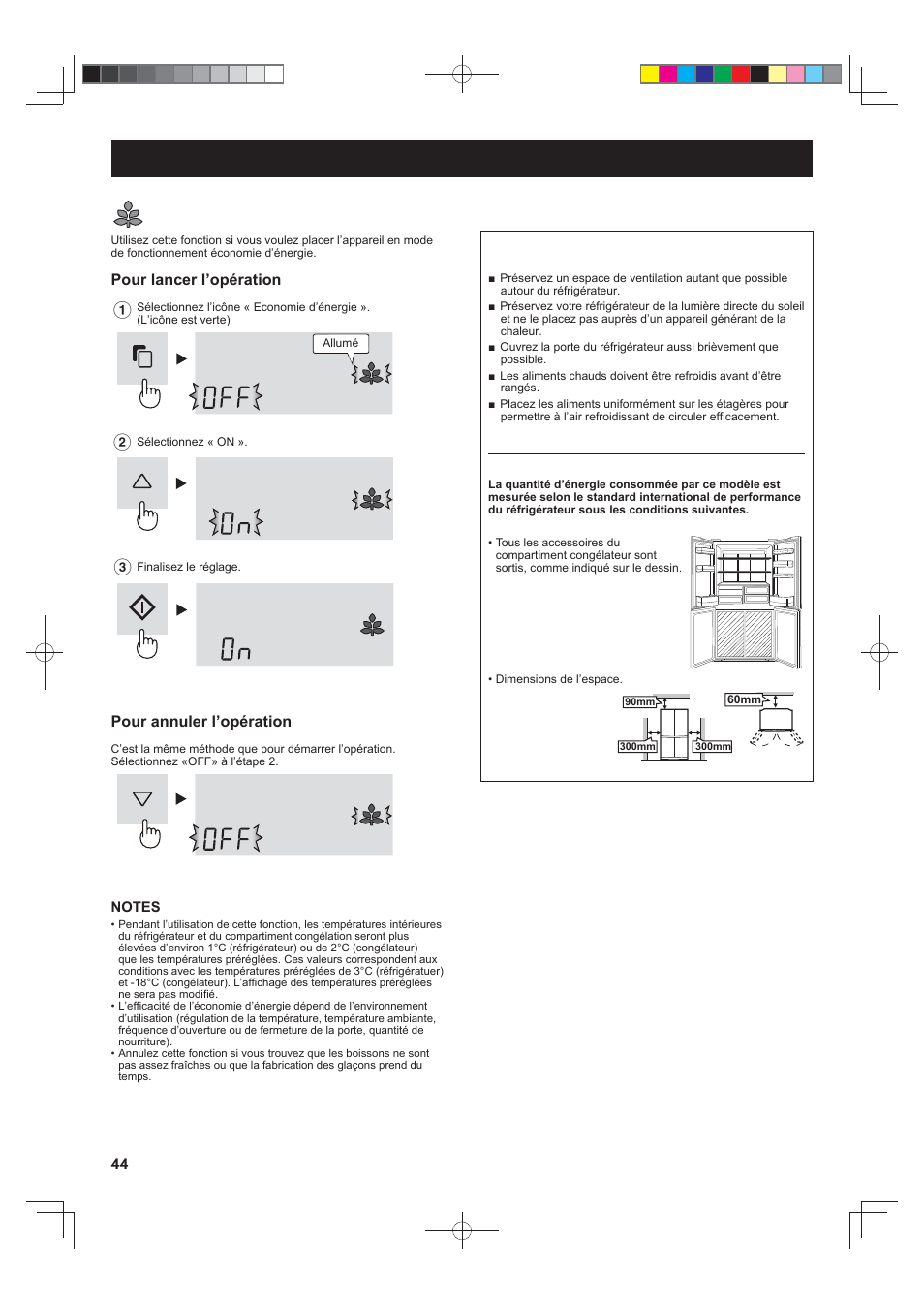 Utilisation, Économie d’énergie, Pour lancer l’opération | Pour annuler l’opération, Astuces pour économiser l’énergie | Sharp SJ-FJ810VBK User Manual | Page 44 / 232