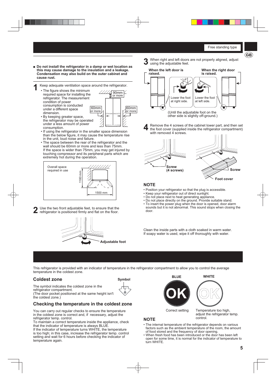 Installation, Indicator of temperature | Sharp SJ-FJ810VBK User Manual | Page 5 / 232