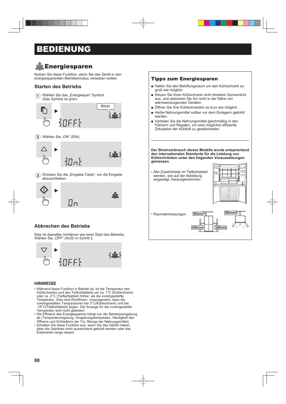 Bedienung, Energiesparen, Starten des betriebs | Abbrechen des betriebs, Tipps zum energiesparen | Sharp SJ-FJ810VBK User Manual | Page 80 / 232