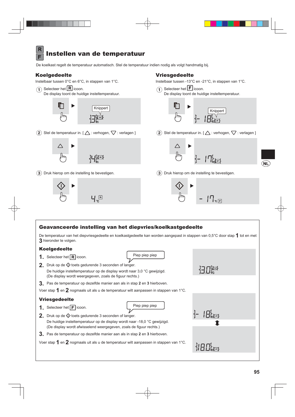 Instellen van de temperatuur | Sharp SJ-FJ810VBK User Manual | Page 95 / 232