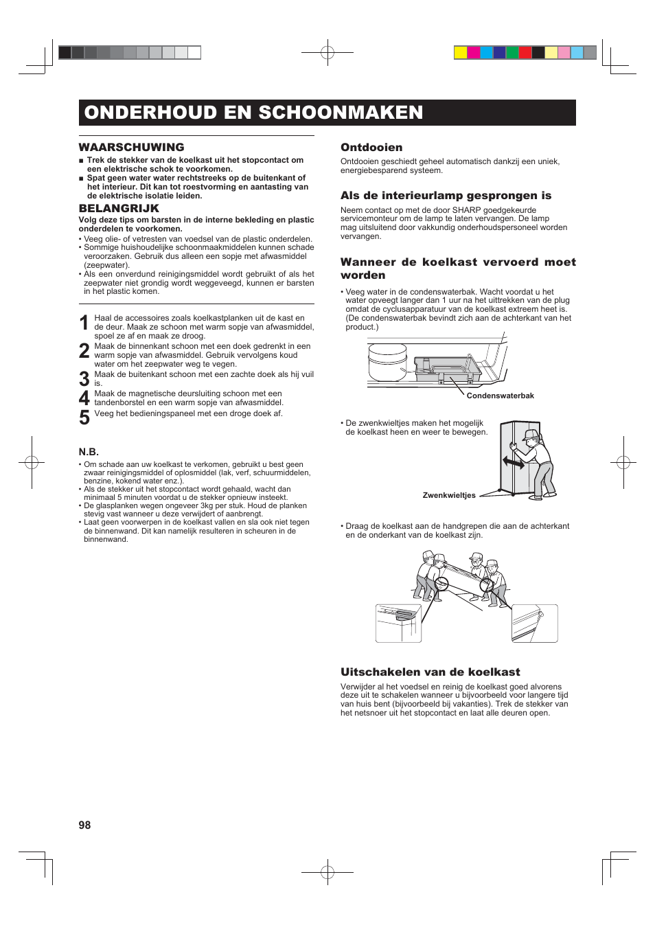 Onderhoud en schoonmaken | Sharp SJ-FJ810VBK User Manual | Page 98 / 232