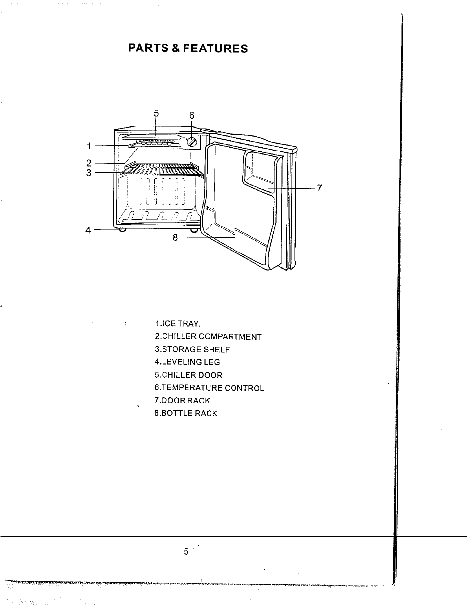 Parts & features | Avanti RM171W User Manual | Page 5 / 19