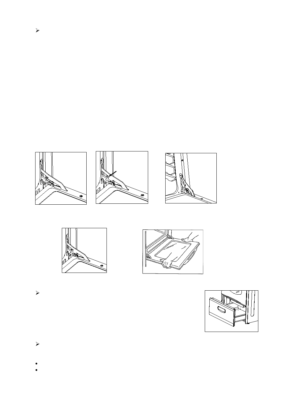 Sacando la puerta del horno, Gaveta de almacenaje removible, Reemplazando la luz del horno | Avanti G2002CW User Manual | Page 52 / 58