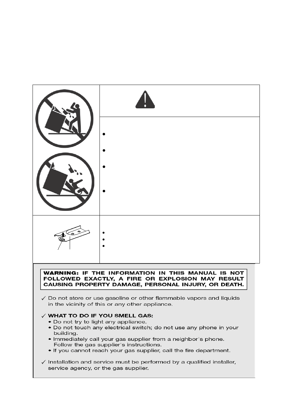 Warning, The anti-tip bracket | Avanti G2002CW User Manual | Page 6 / 58