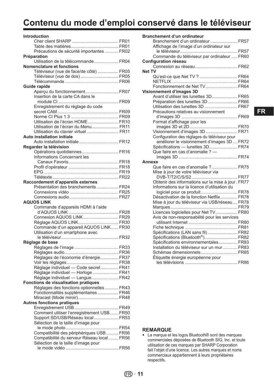 Sharp LC-70UHD80R User Manual | Page 11 / 60