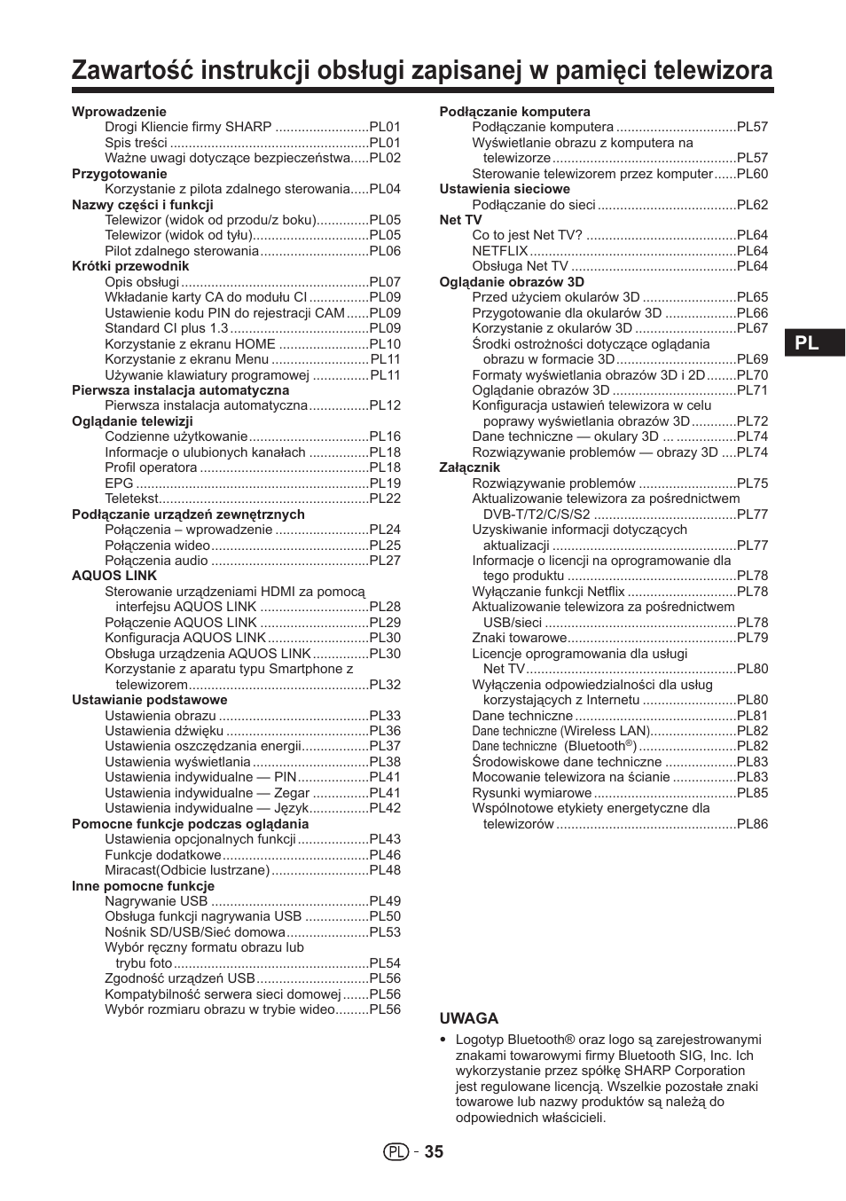 Sharp LC-70UHD80R User Manual | Page 35 / 60