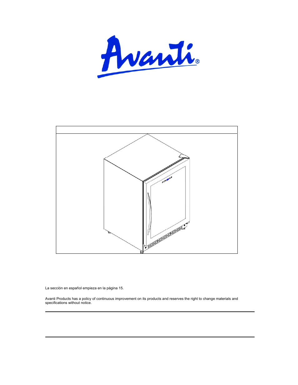 Avanti WC55SSR User Manual | 20 pages