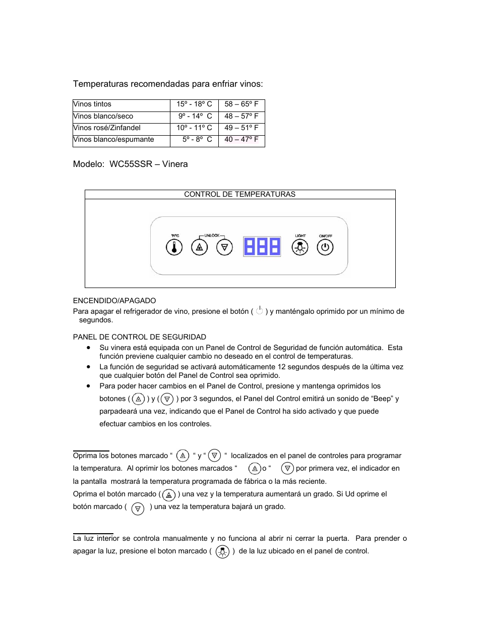 Avanti WC55SSR User Manual | Page 16 / 20