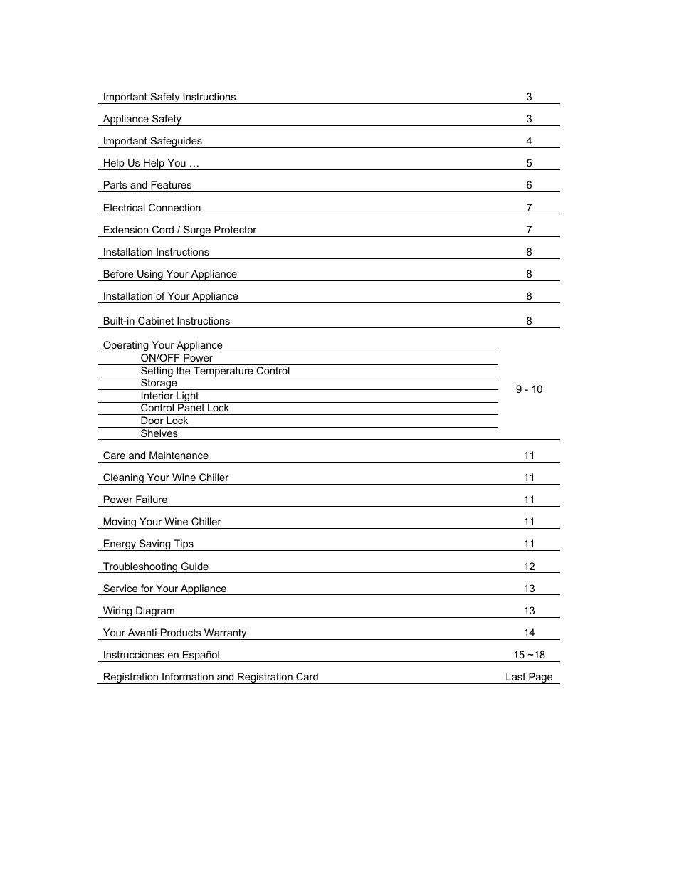 Avanti WC55SSR User Manual | Page 2 / 20