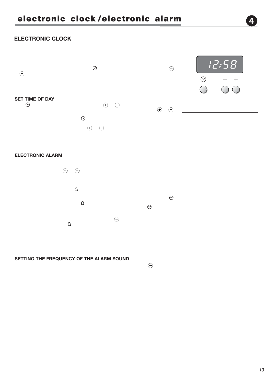 Electronic clock /electronic alarm, Electronic clock | Avanti DG 2401 C User Manual | Page 13 / 40