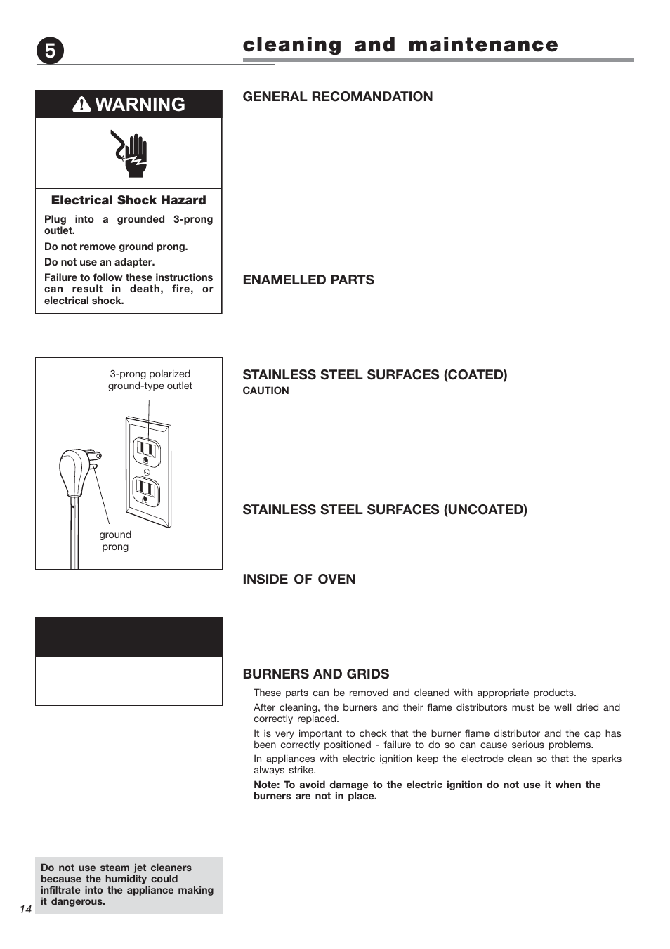 Cleaning and maintenance, Warning | Avanti DG 2401 C User Manual | Page 14 / 40