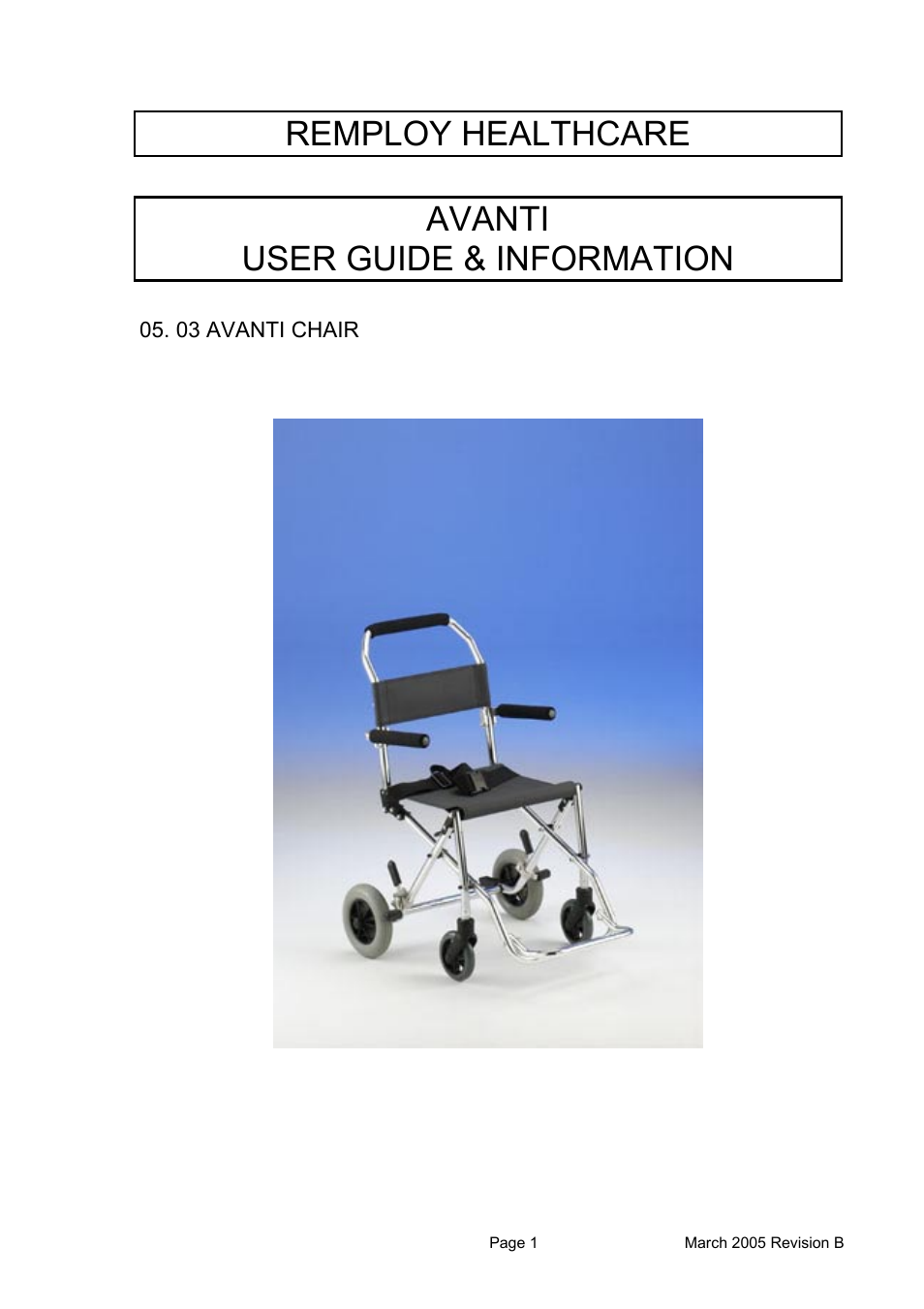 Avanti CHAIR User Manual | 14 pages