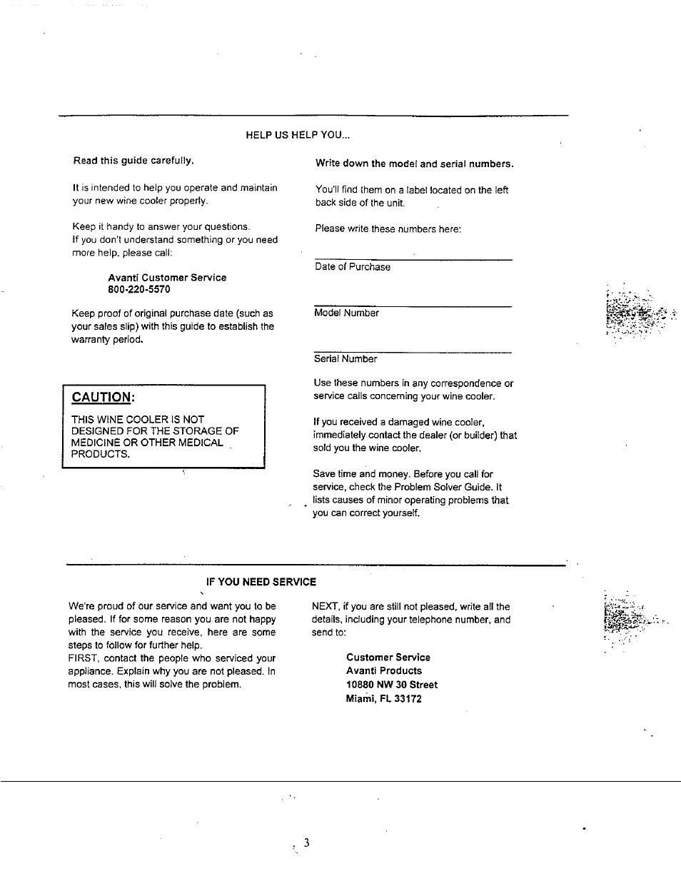 Avanti WC600CL User Manual | Page 3 / 15