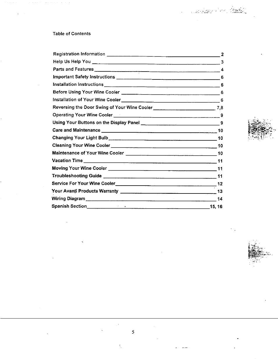 Avanti WC600CL User Manual | Page 5 / 15