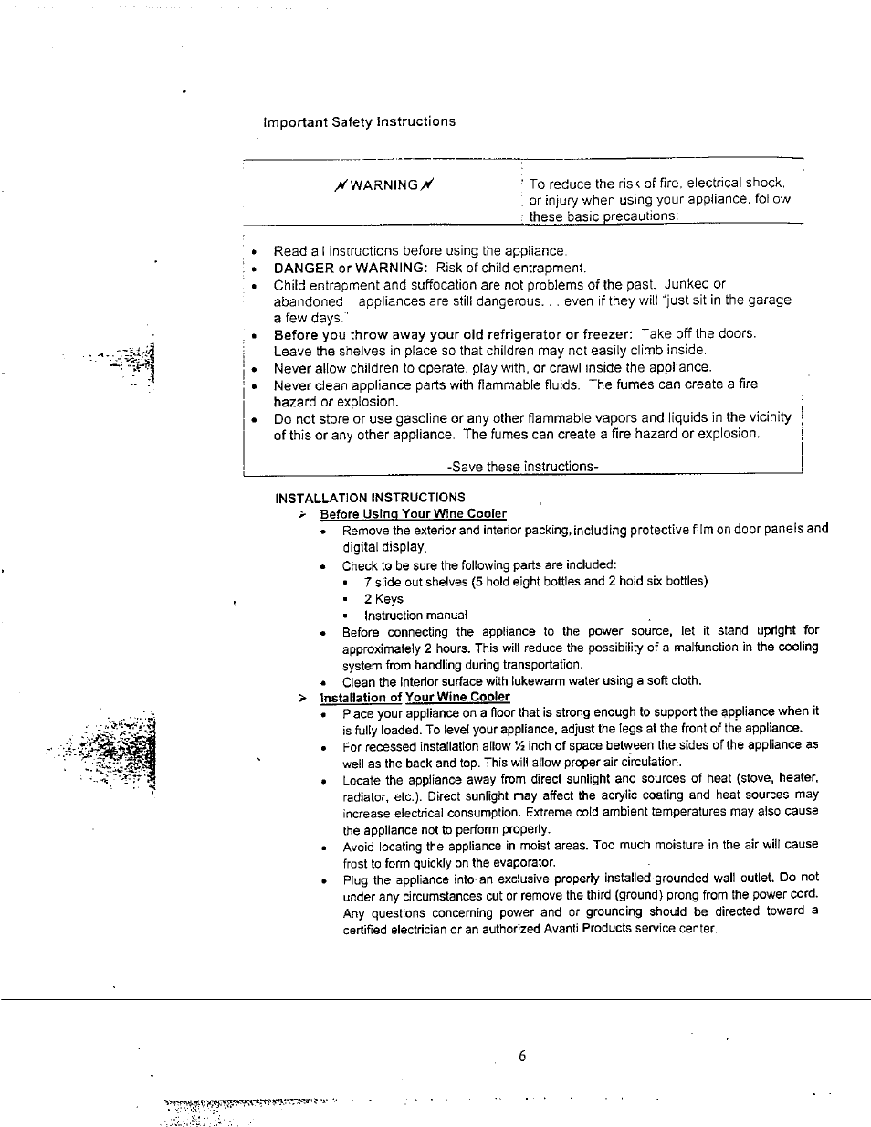 Avanti WC600CL User Manual | Page 6 / 15