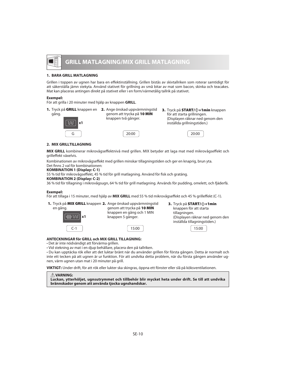 Grill matlagning/mix grill matlagning | Sharp R-642BKW User Manual | Page 108 / 180