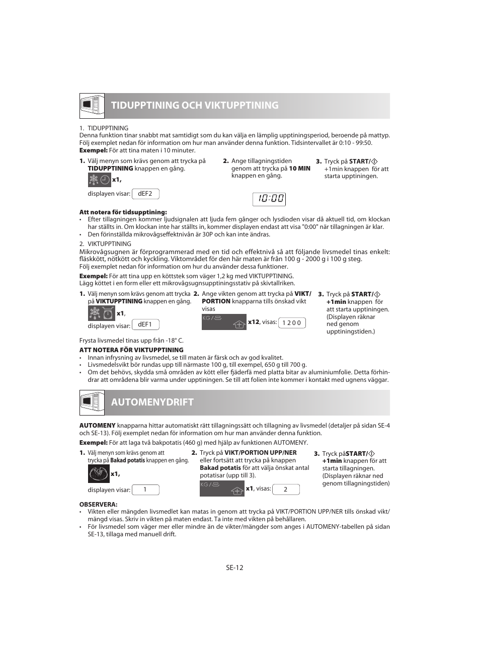 Tidupptining och viktupptining, Automenydrift | Sharp R-642BKW User Manual | Page 110 / 180