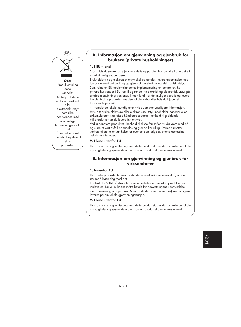 Norsk | Sharp R-642BKW User Manual | Page 131 / 180