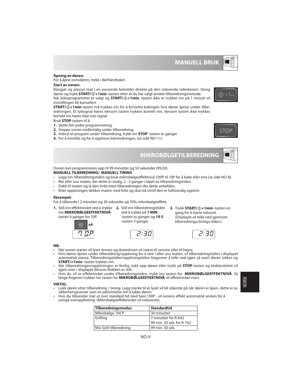 Mikrobølgetilberedning manuell bruk | Sharp R-642BKW User Manual | Page 139 / 180