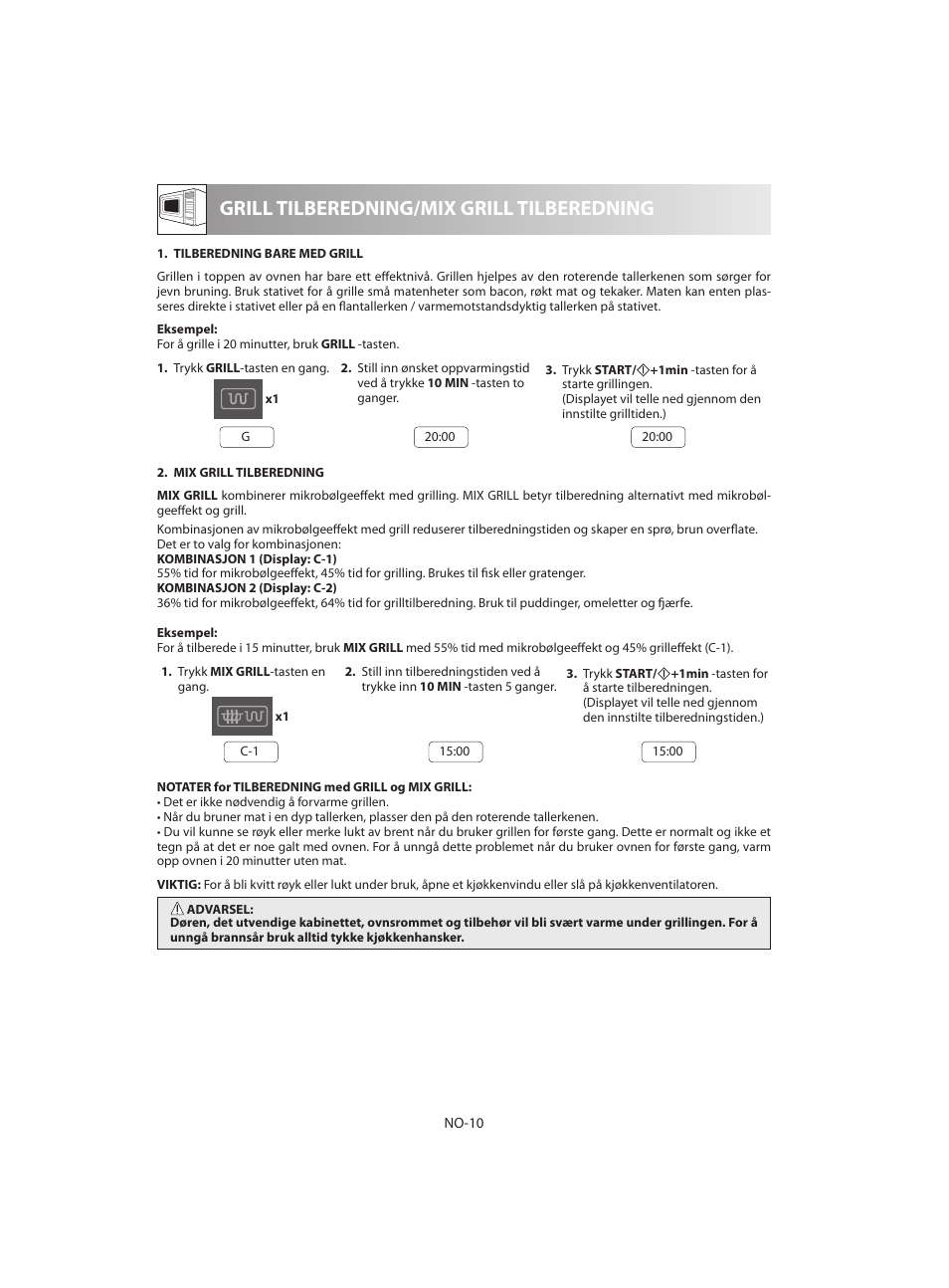 Grill tilberedning/mix grill tilberedning | Sharp R-642BKW User Manual | Page 140 / 180