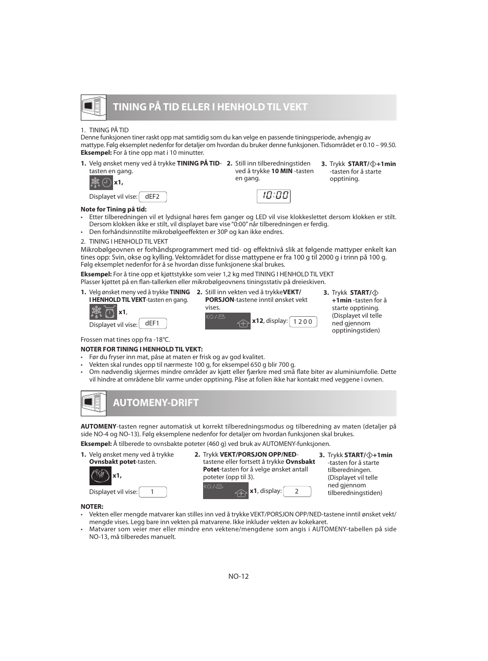 Tining på tid eller i henhold til vekt, Automeny-drift | Sharp R-642BKW User Manual | Page 142 / 180