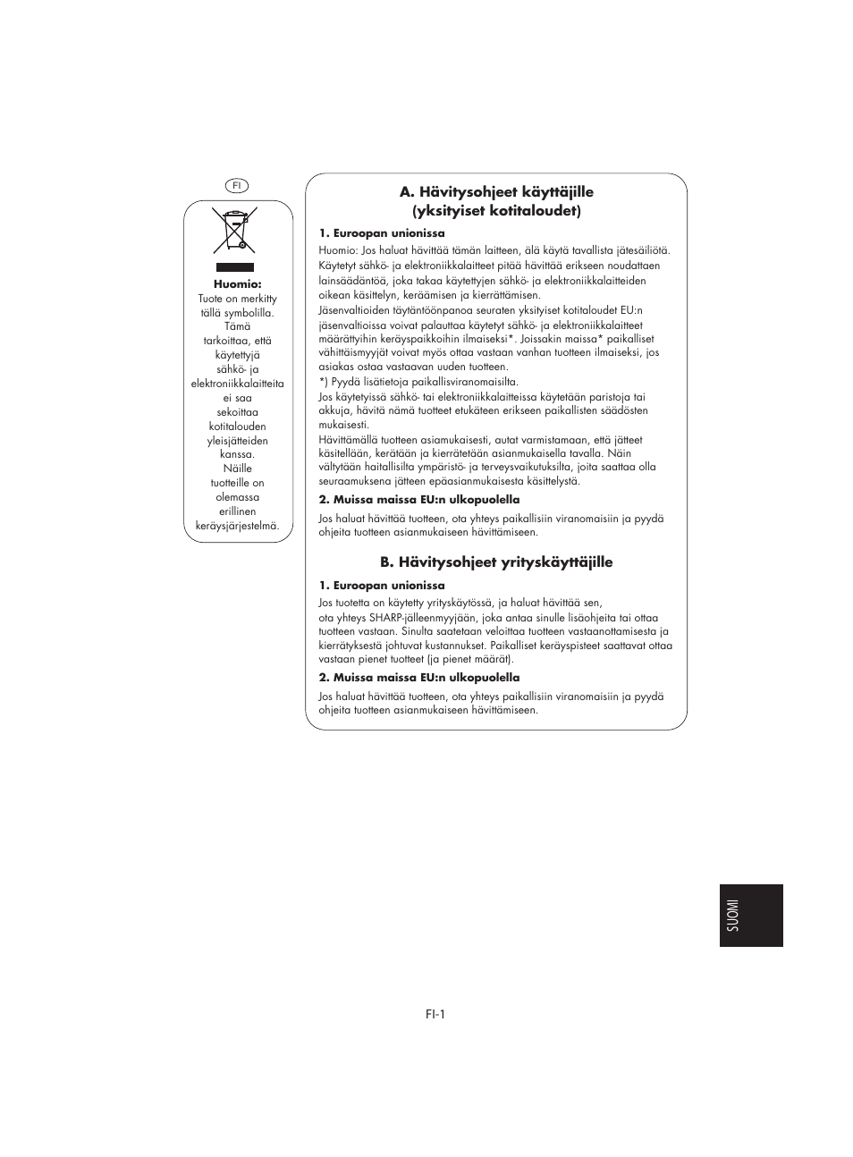 Suomi | Sharp R-642BKW User Manual | Page 147 / 180