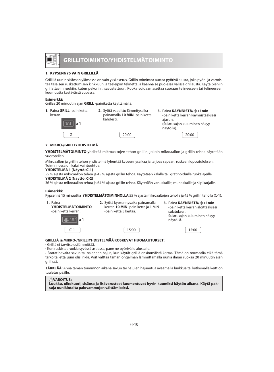 Grillitoiminto/yhdistelmätoiminto | Sharp R-642BKW User Manual | Page 156 / 180