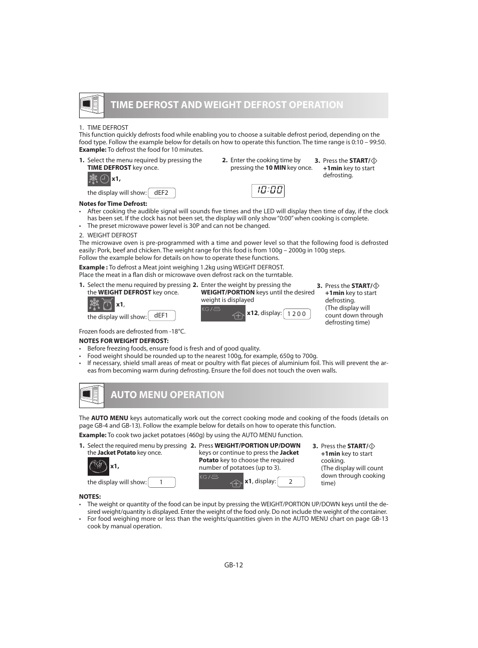 Time defrost and weight defrost operation, Auto menu operation | Sharp R-642BKW User Manual | Page 174 / 180