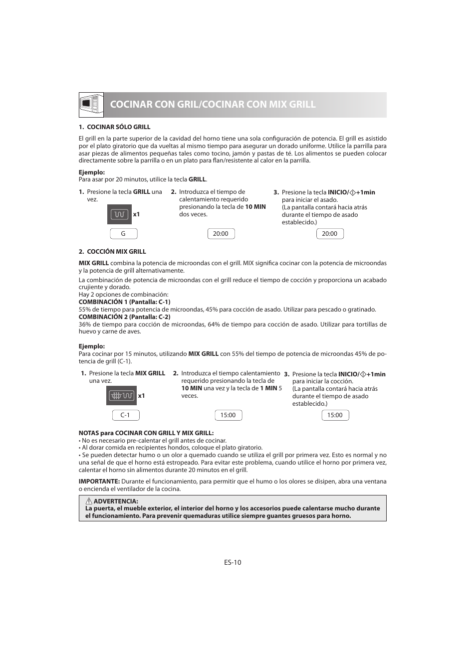 Cocinar con gril/cocinar con mix grill | Sharp R-642BKW User Manual | Page 28 / 180