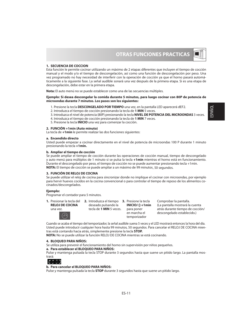 Otras funciones practicas | Sharp R-642BKW User Manual | Page 29 / 180