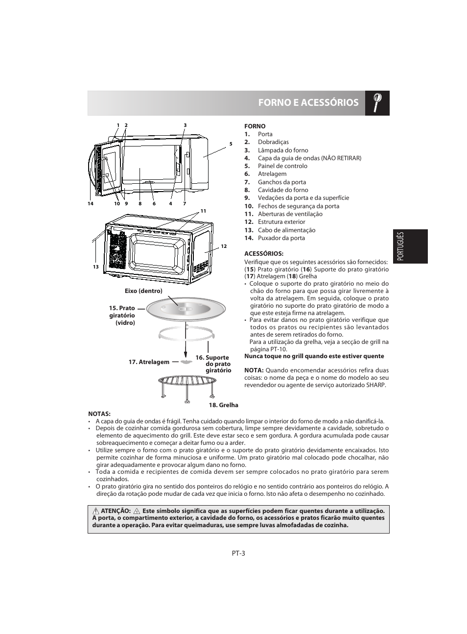 Forno e acessórios, Português | Sharp R-642BKW User Manual | Page 37 / 180