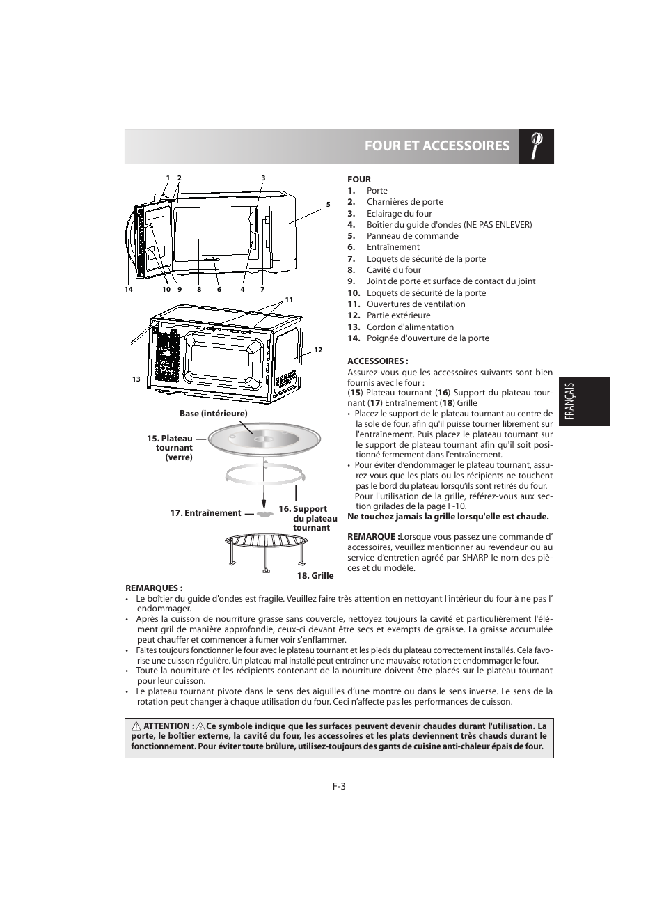 Four et accessoires, Français | Sharp R-642BKW User Manual | Page 53 / 180