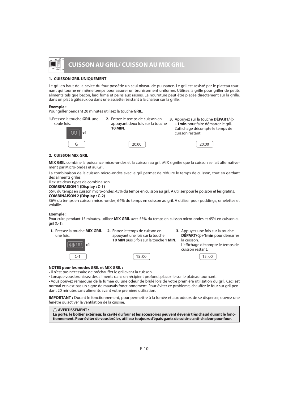 Cuisson au gril/ cuisson au mix gril | Sharp R-642BKW User Manual | Page 60 / 180