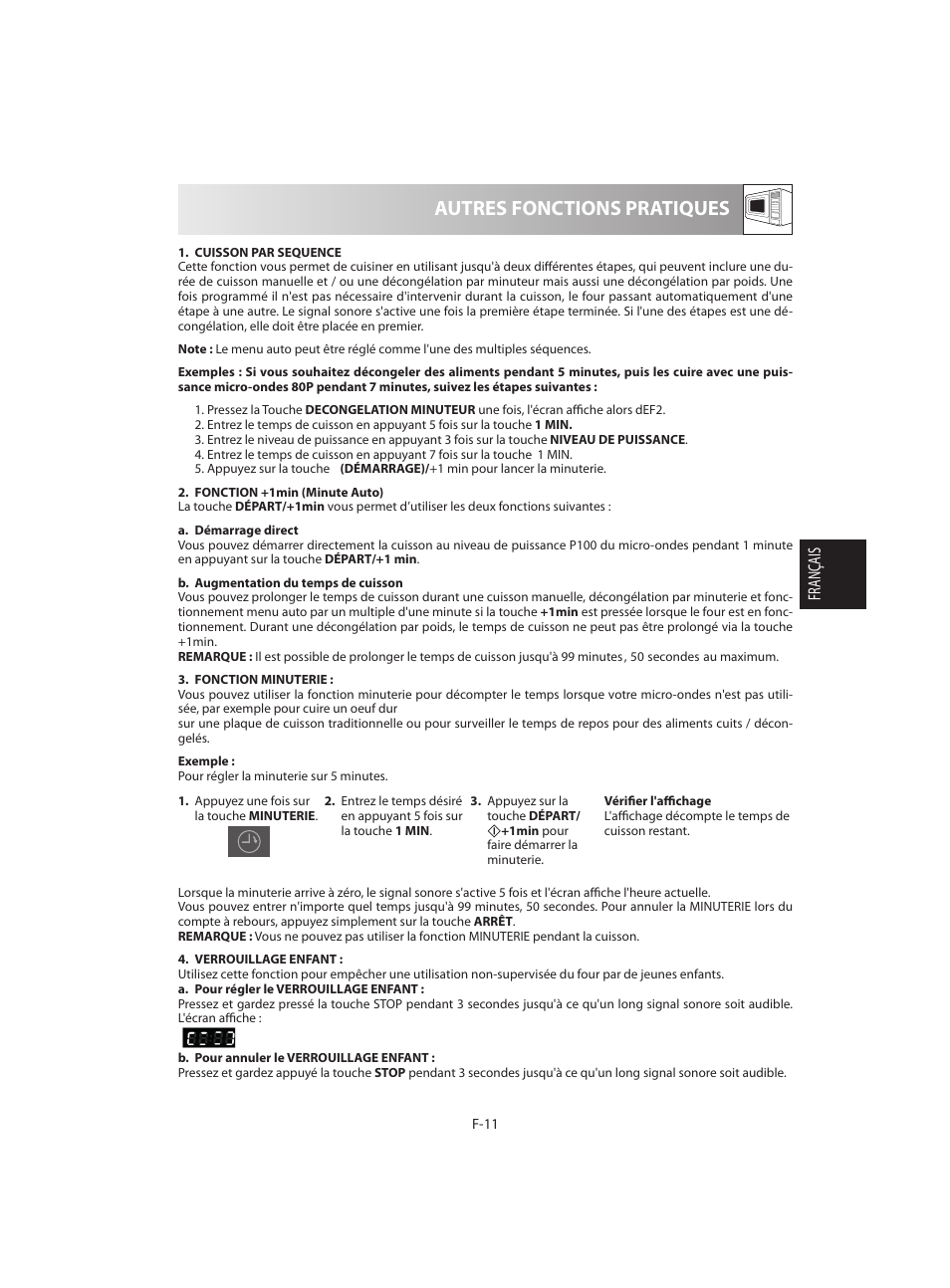 Autres fonctions pratiques, Français | Sharp R-642BKW User Manual | Page 61 / 180