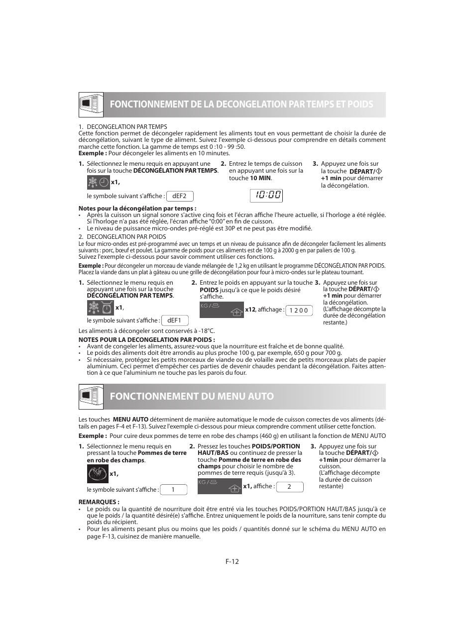 Fonctionnement du menu auto | Sharp R-642BKW User Manual | Page 62 / 180