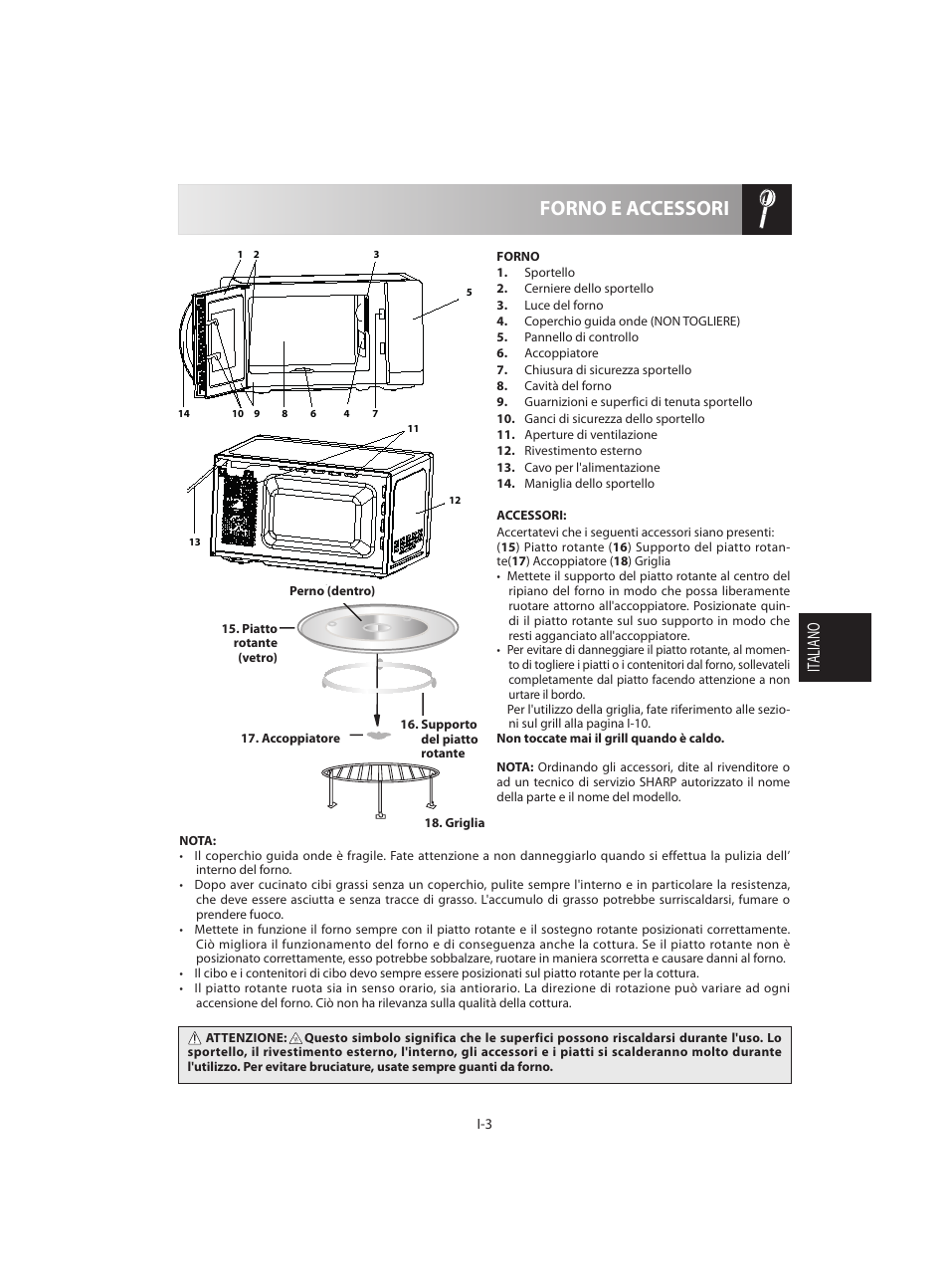 Forno e accessori, It aliano | Sharp R-642BKW User Manual | Page 69 / 180